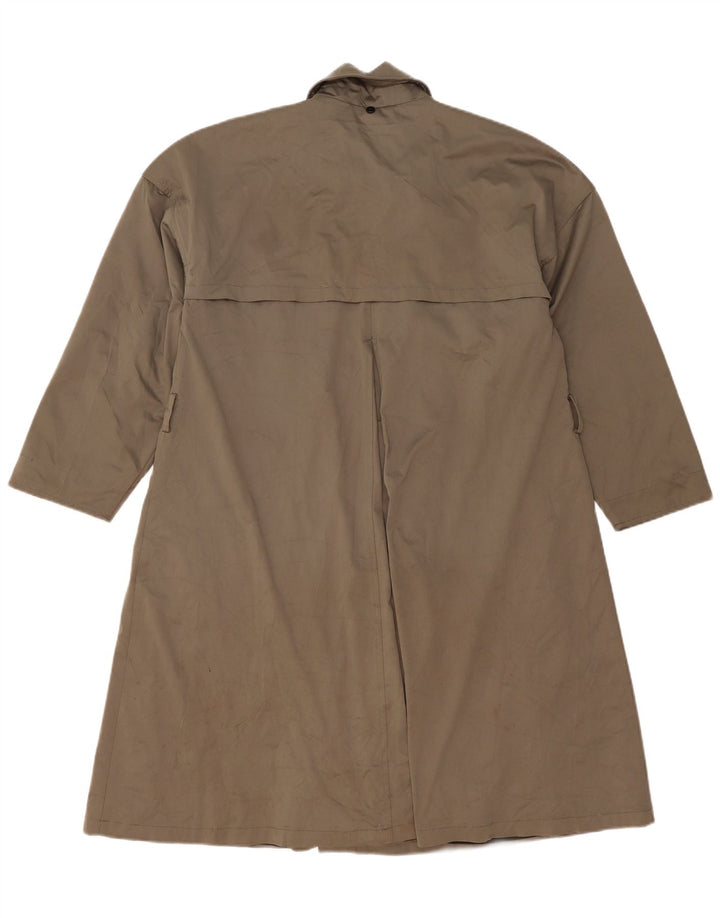 Zara Mens Trench Coat UK 36 Pequeno Poliéster Cáqui