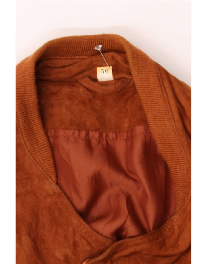 Jaqueta bomber masculina vintage de camurça IT 56 3XL couro marrom