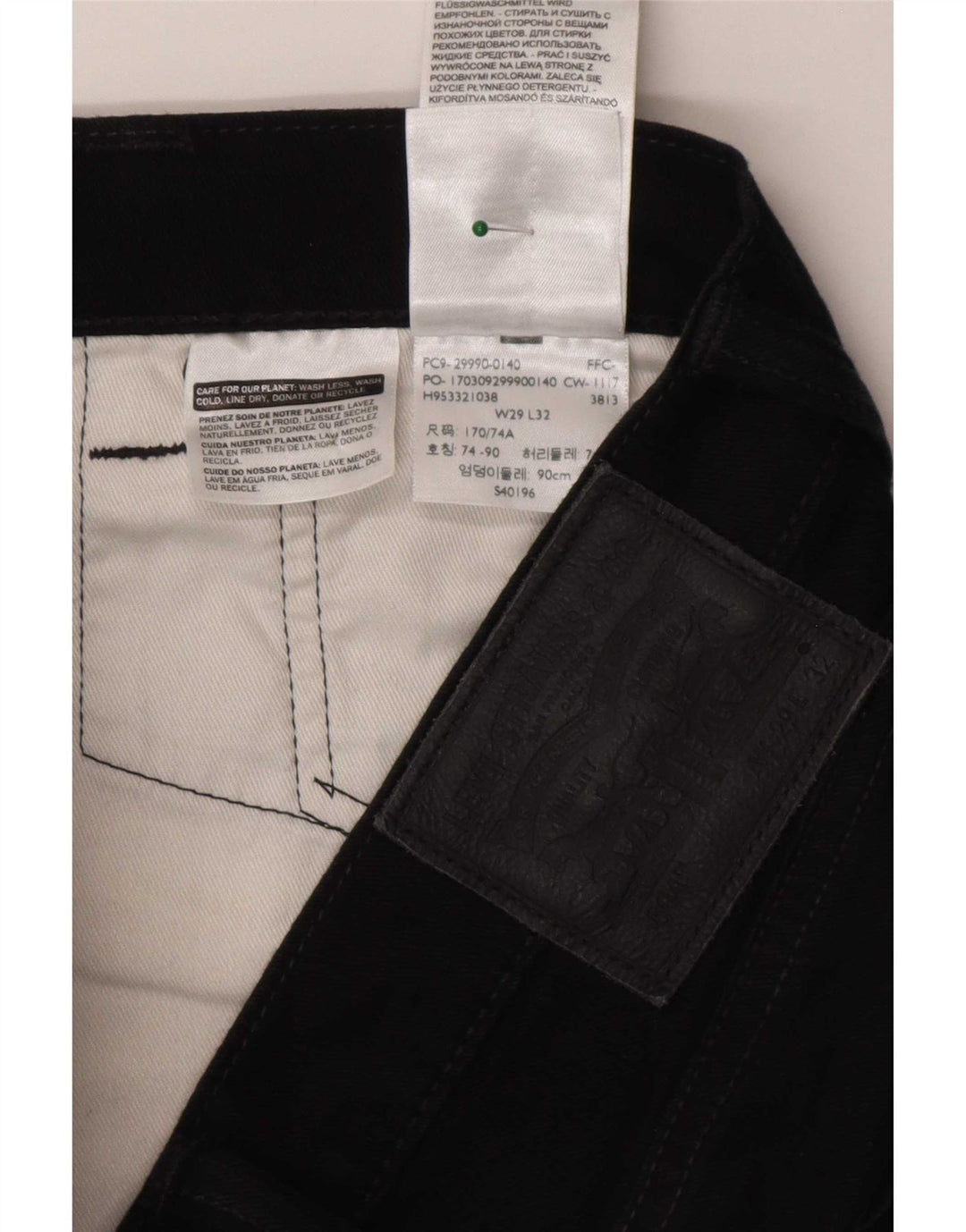 Calça jeans feminina Levi's 504 Straight W29 L32 algodão preto