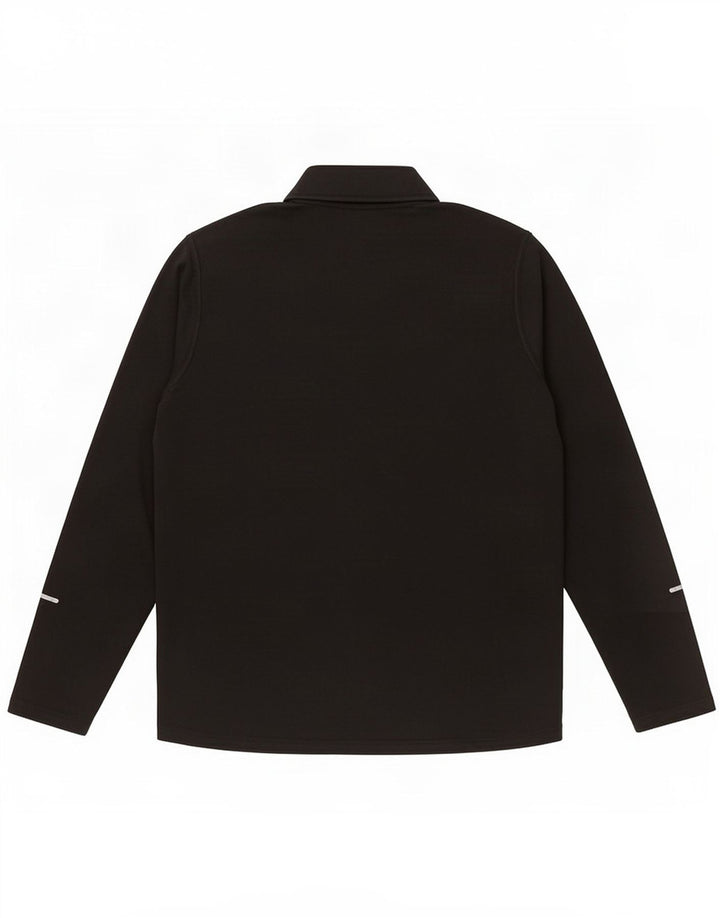 Nike Mens Dri Fit Zip Neck Top Manga Longa Grande Poliéster Preto
