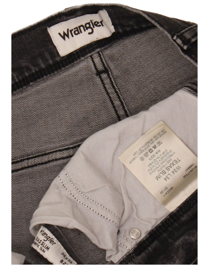 WRANGLER Masculino Texas Slim Jeans W34 L34 Algodão Preto