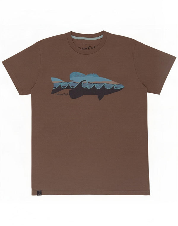 Camiseta gráfica masculina Weird Fish Top de algodão marrom médio