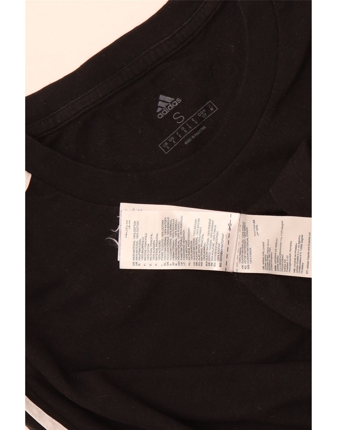 Adidas Mens Camiseta Top Pequeno Algodão Preto