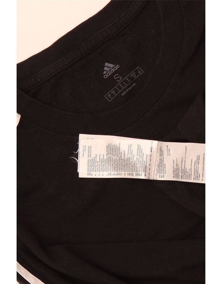 Adidas Mens Camiseta Top Pequeno Algodão Preto