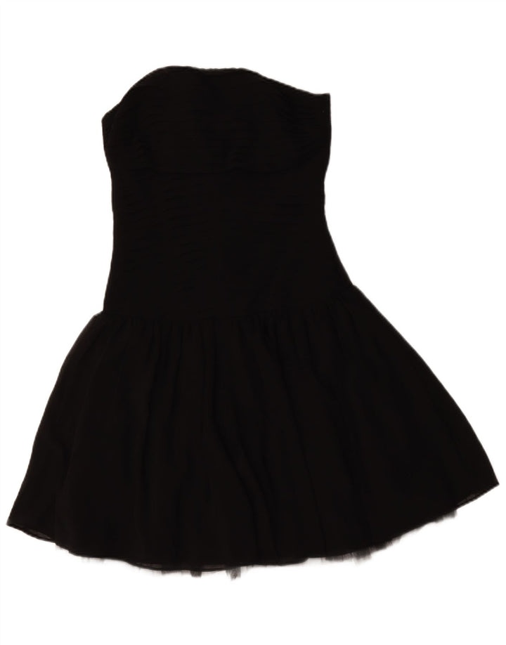 Vestido sem alças feminino Zara Reino Unido 8 pequeno poliéster preto