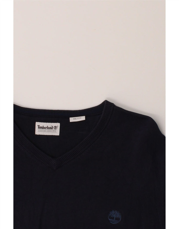 TIMBERLAND Womens V-Neck Jumper Sweater UK 20 2XL Navy Blue Cotton Vintage Timberland and Second-Hand Timberland from Messina Hembry 