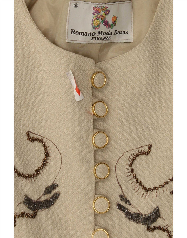 Jaqueta blazer feminina vintage IT 42 estampa animal bege médio