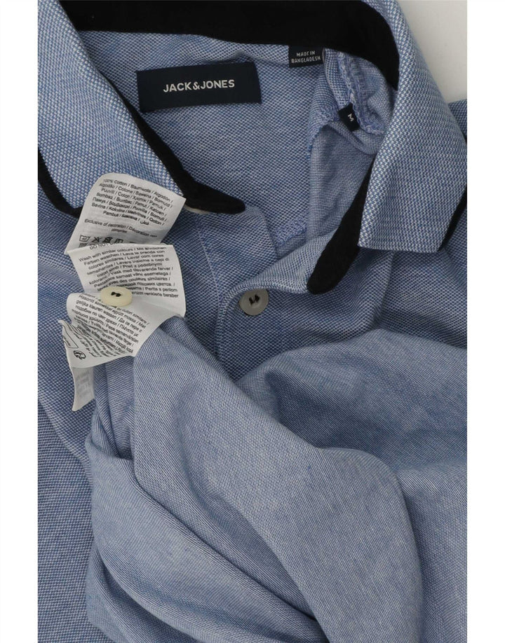 Camisa polo masculina Jack & Jones de algodão azul médio