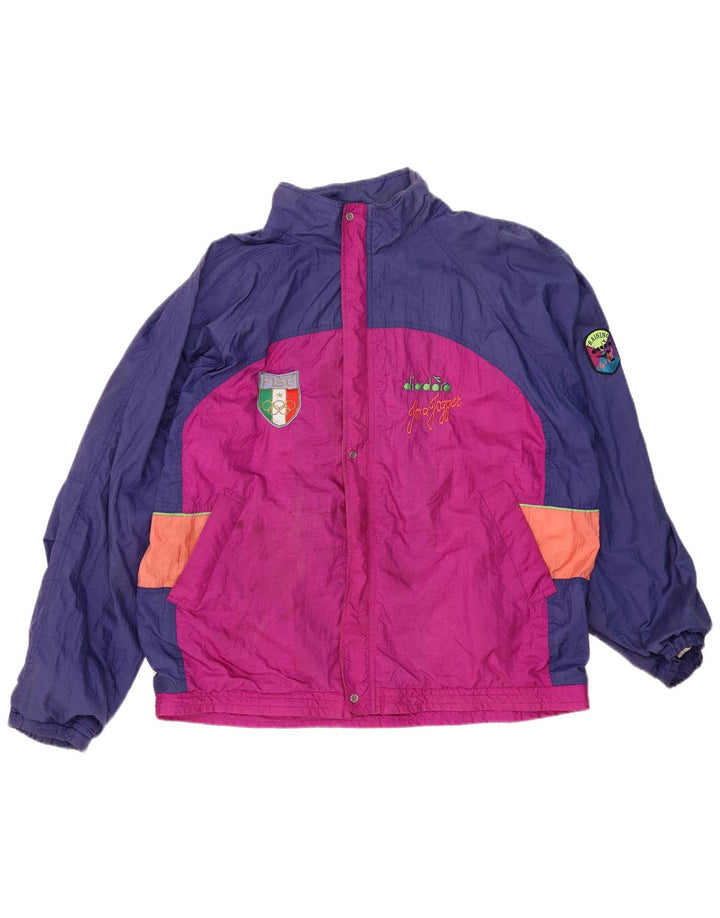 DIADORA Mens Italia Loose Fit Treino Top Jaqueta XL Rosa Colorblock