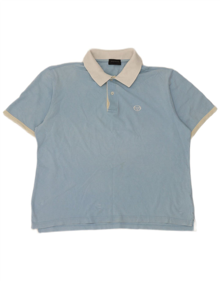 Camisa polo masculina Sergio Tacchini IT 48 algodão colorblock azul médio