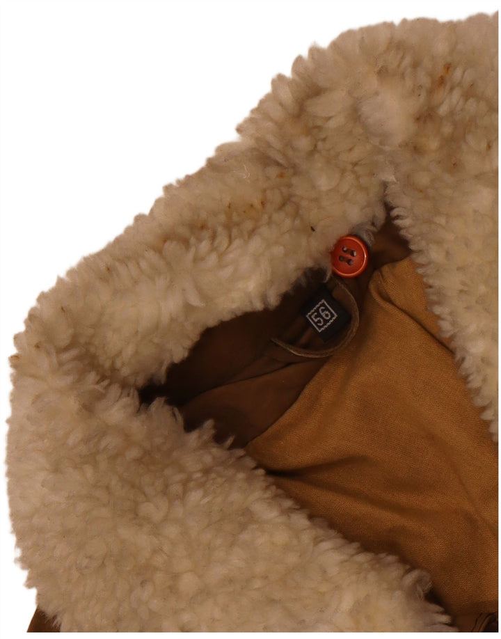 Jaqueta de couro gráfica masculina vintage IT 56 3XL marrom