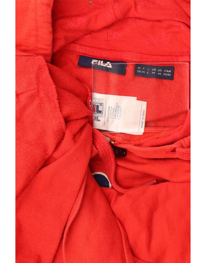 Suéter masculino FILA Italia com capuz e zíper gráfico médio vermelho algodão colorblock