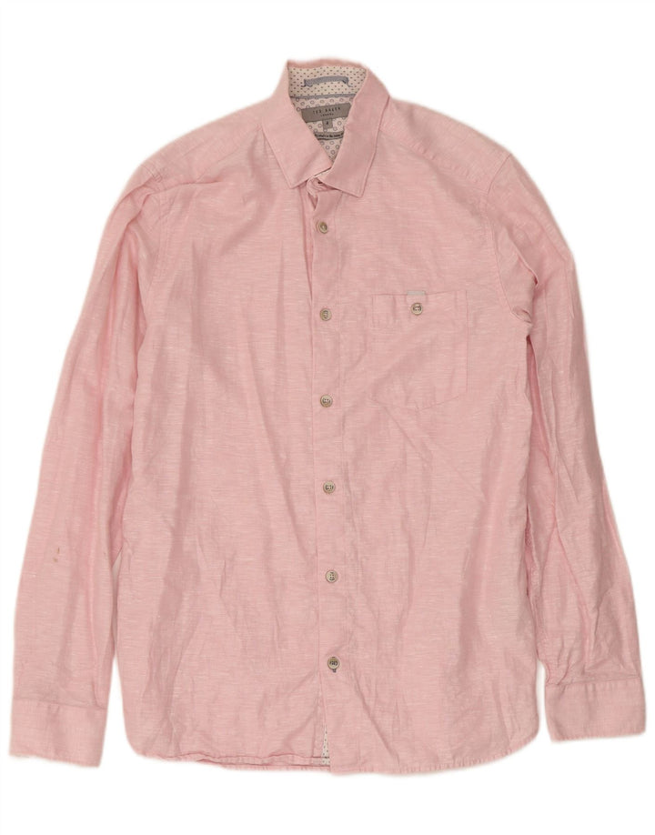 Camisa masculina Ted Baker tamanho 2 linho rosa pequeno
