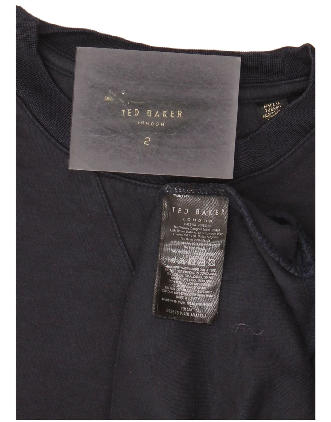 Ted Baker moletom masculino tamanho 2 pequeno azul marinho viscose