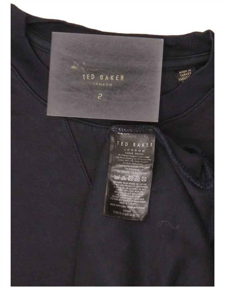 Ted Baker moletom masculino tamanho 2 pequeno azul marinho viscose