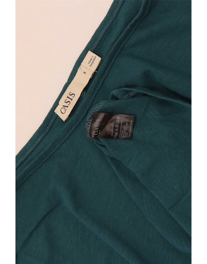 Top feminino Oasis manga 3/4 Reino Unido 10 pequeno algodão verde