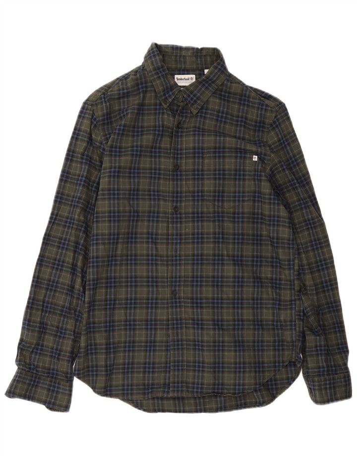 Camisa masculina de flanela Timberland Regular Fit verde médio algodão xadrez