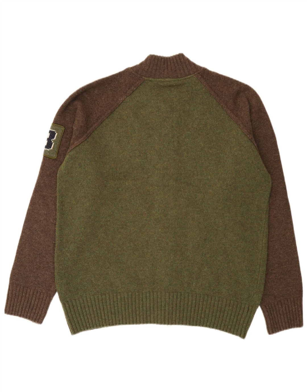 Suéter masculino Woolrich com estampa gráfica grande de lã colorblock verde