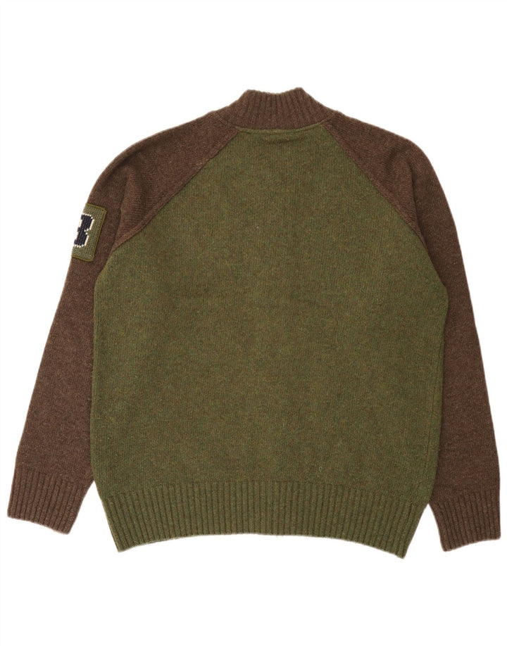 Suéter masculino Woolrich com estampa gráfica grande de lã colorblock verde
