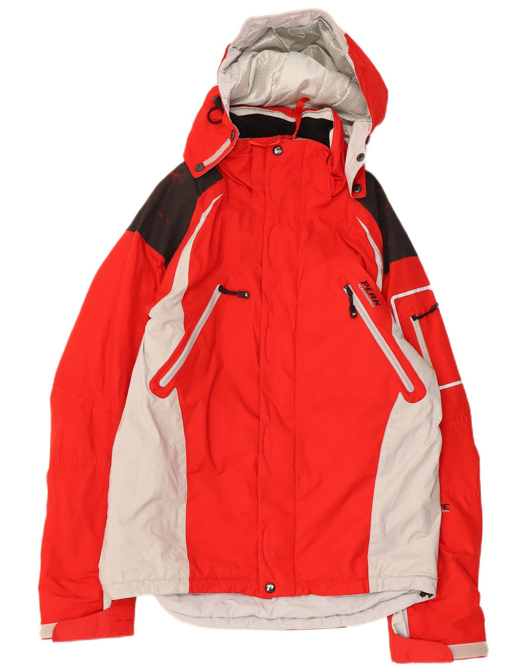 Jaqueta de esqui masculina com capuz Peak Performance UK 38 Medium Red Colourblock