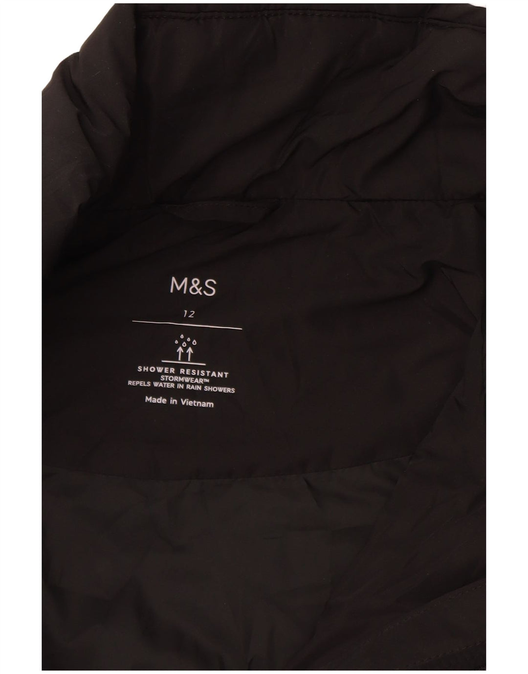 Sobretudo acolchoado feminino Marks & Spencer Reino Unido 12 poliéster preto médio