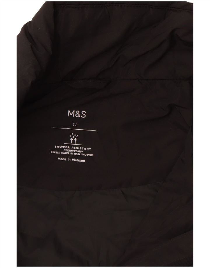 Sobretudo acolchoado feminino Marks & Spencer Reino Unido 12 poliéster preto médio