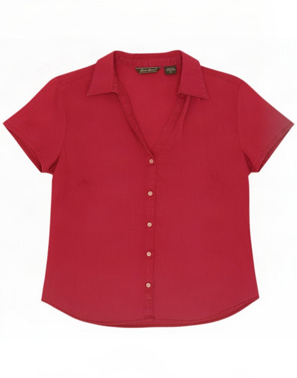 Eddie Bauer Camisa feminina de manga curta UK 14 Linho rosa médio