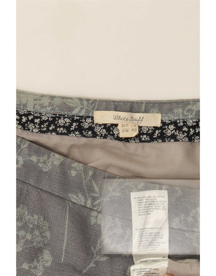 Saia Midi Feminina White Stuff Reino Unido 12 Médio W32 Linho Floral Cinza