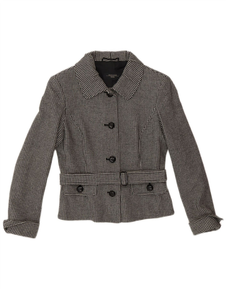 Conjunto de saia feminina MAX MARA com 4 botões e 2 peças Reino Unido 10 pequeno W28 cinza clássico