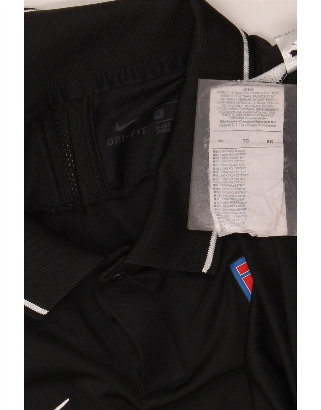 Camisa polo gráfica masculina NIKE XL preta colorblock poliéster