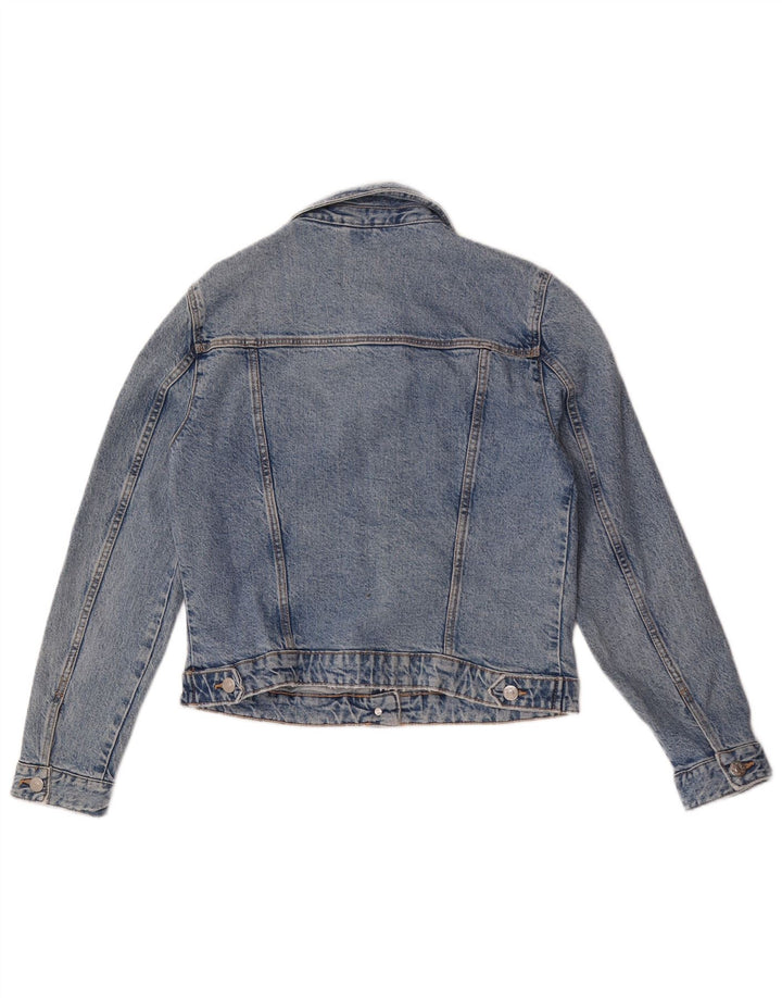 Jaqueta jeans feminina Zara Reino Unido 14 grande algodão azul