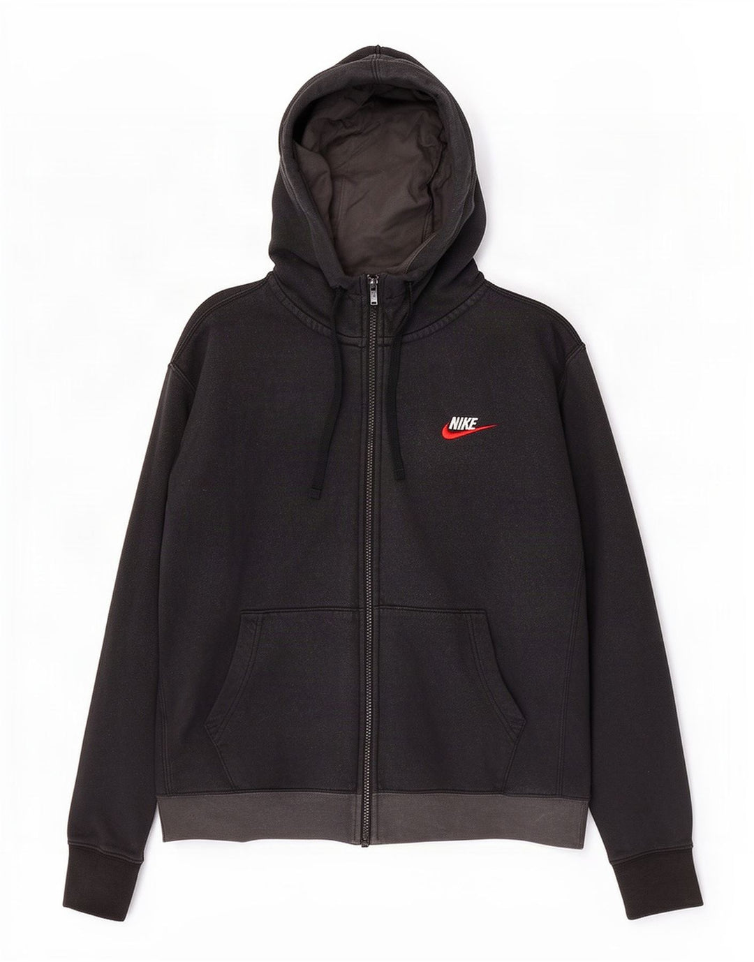 Suéter masculino Nike com capuz e zíper médio preto colorblock algodão