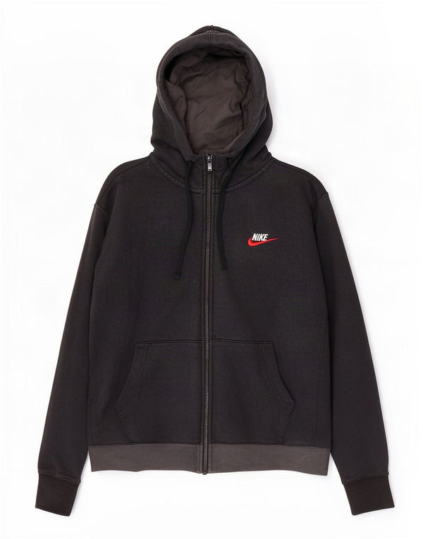 Suéter masculino Nike com capuz e zíper médio preto colorblock algodão