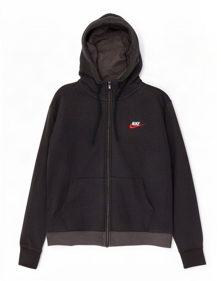 Suéter masculino Nike com capuz e zíper médio preto colorblock algodão