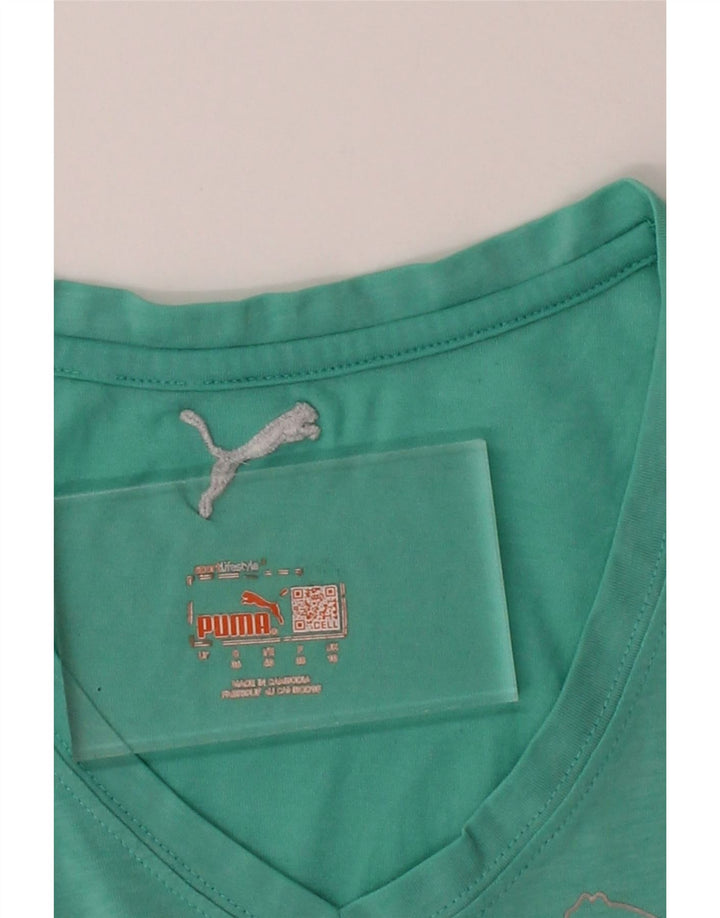 PUMA Womens T-Shirt Top UK 10 Small Green Cotton Vintage Puma and Second-Hand Puma from Messina Hembry 