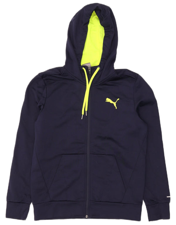 Suéter masculino Puma com capuz e zíper pequeno azul marinho poliéster