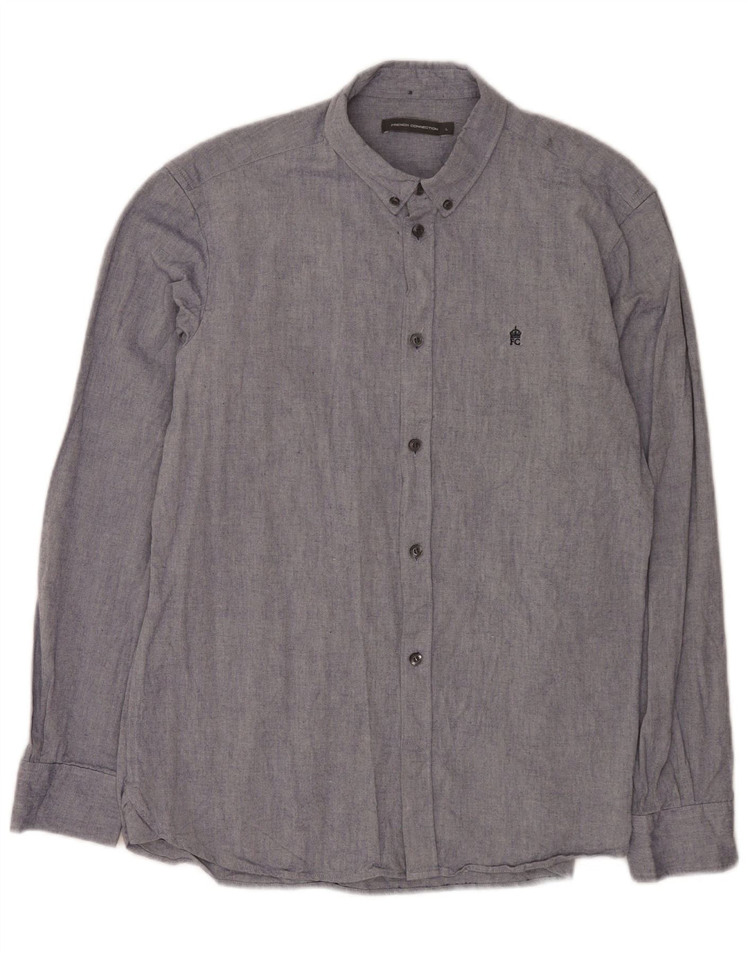 Camisa masculina French Connection grande algodão azul