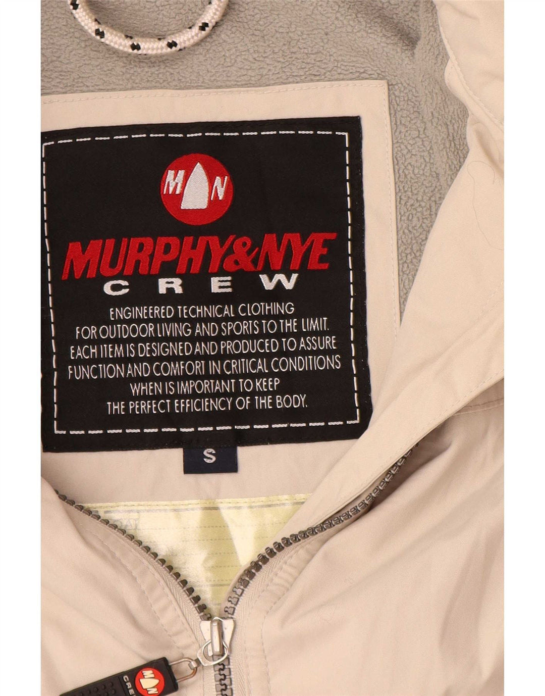 Jaqueta bomber masculina Murphy & Nye Reino Unido 36 pequena poliamida esbranquiçada
