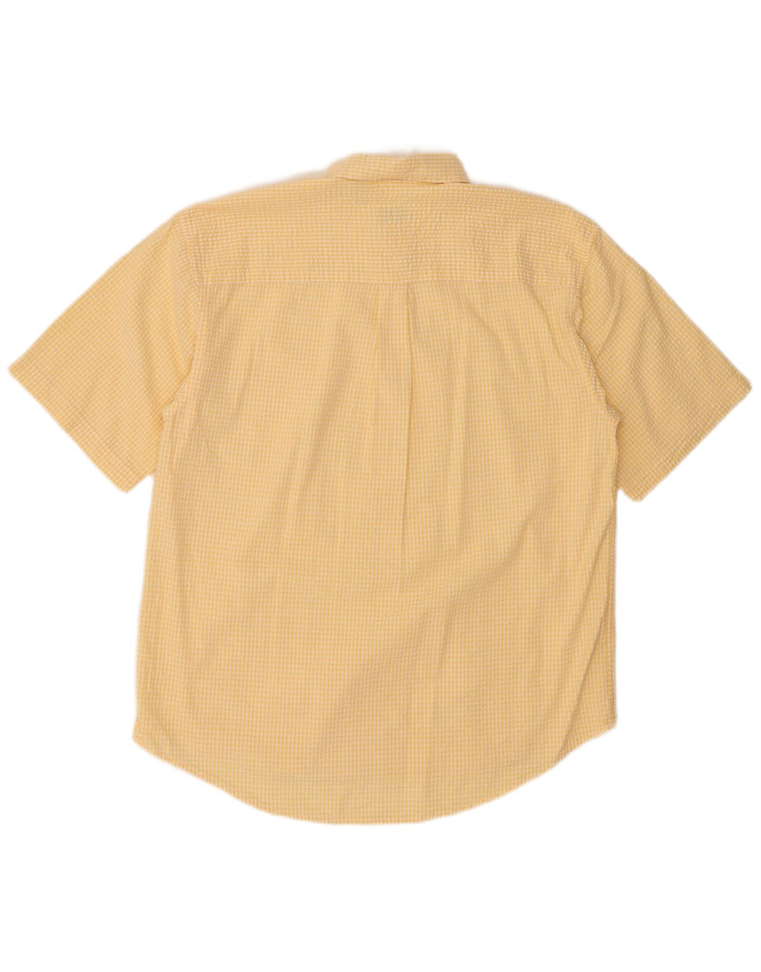Camisa masculina de manga curta IZOD grande algodão guingão amarelo