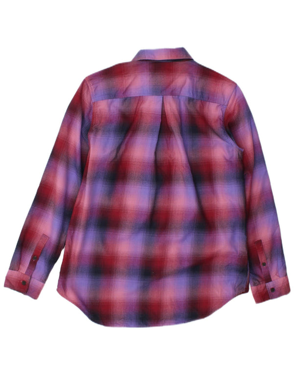 Camisa feminina de flanela Eddie Bauer Classic Fit Reino Unido 14 xadrez roxo médio