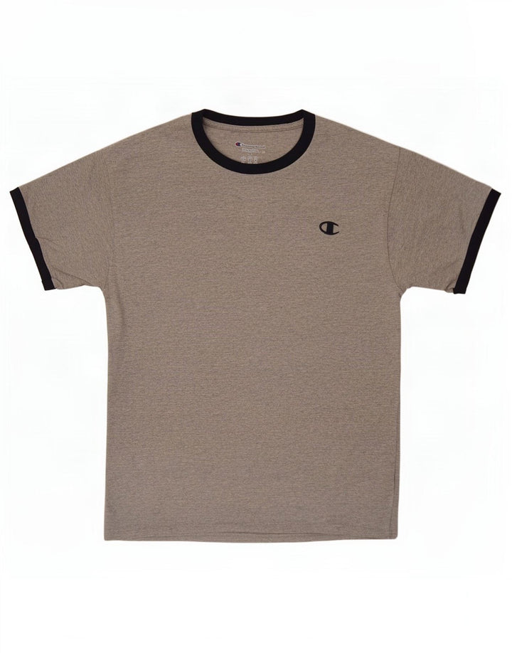 Camiseta masculina Champion algodão manchado cinza médio