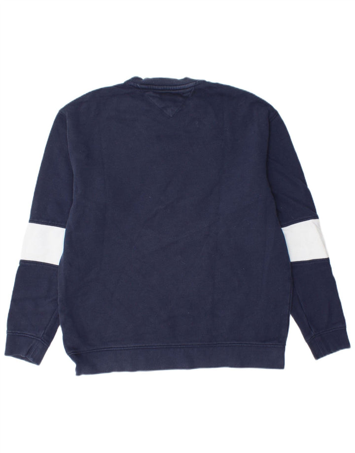 Tommy Hilfiger moletom gráfico masculino jumper grande bloco colorido azul marinho