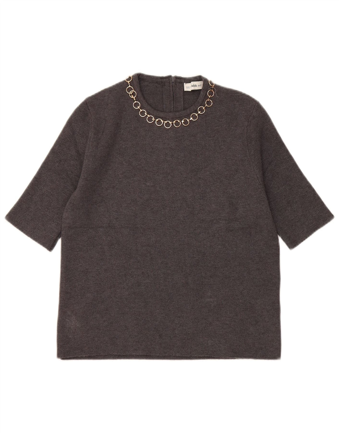 Blusa feminina Zara Top UK 10 pequena viscose cinza