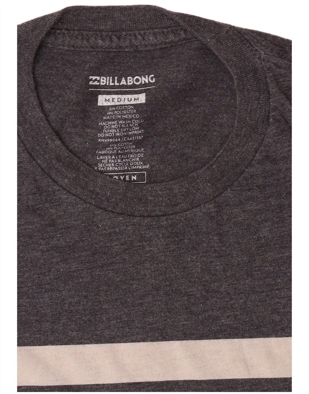 Camiseta masculina gráfica BILLABONG algodão cinza médio