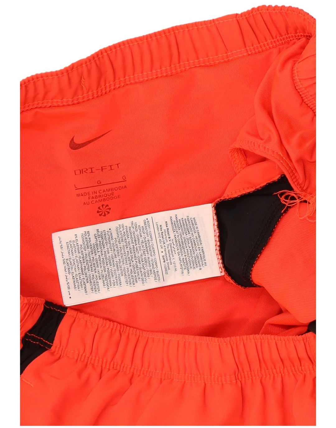 Shorts esportivos masculinos Nike Dri Fit grande laranja colorblock poliéster