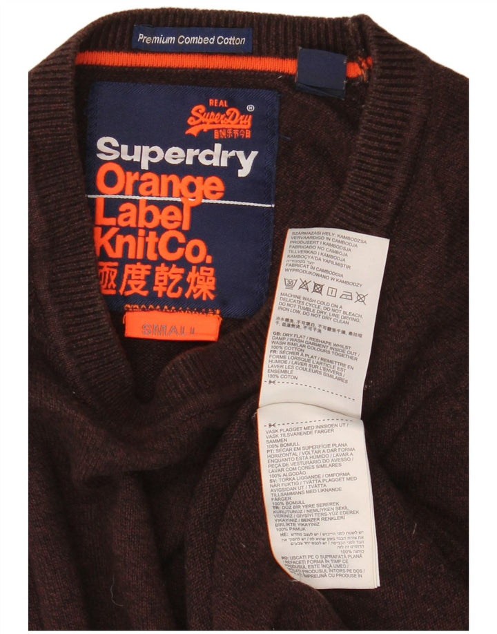 Suéter masculino Superdry com gola redonda e algodão manchado marrom pequeno