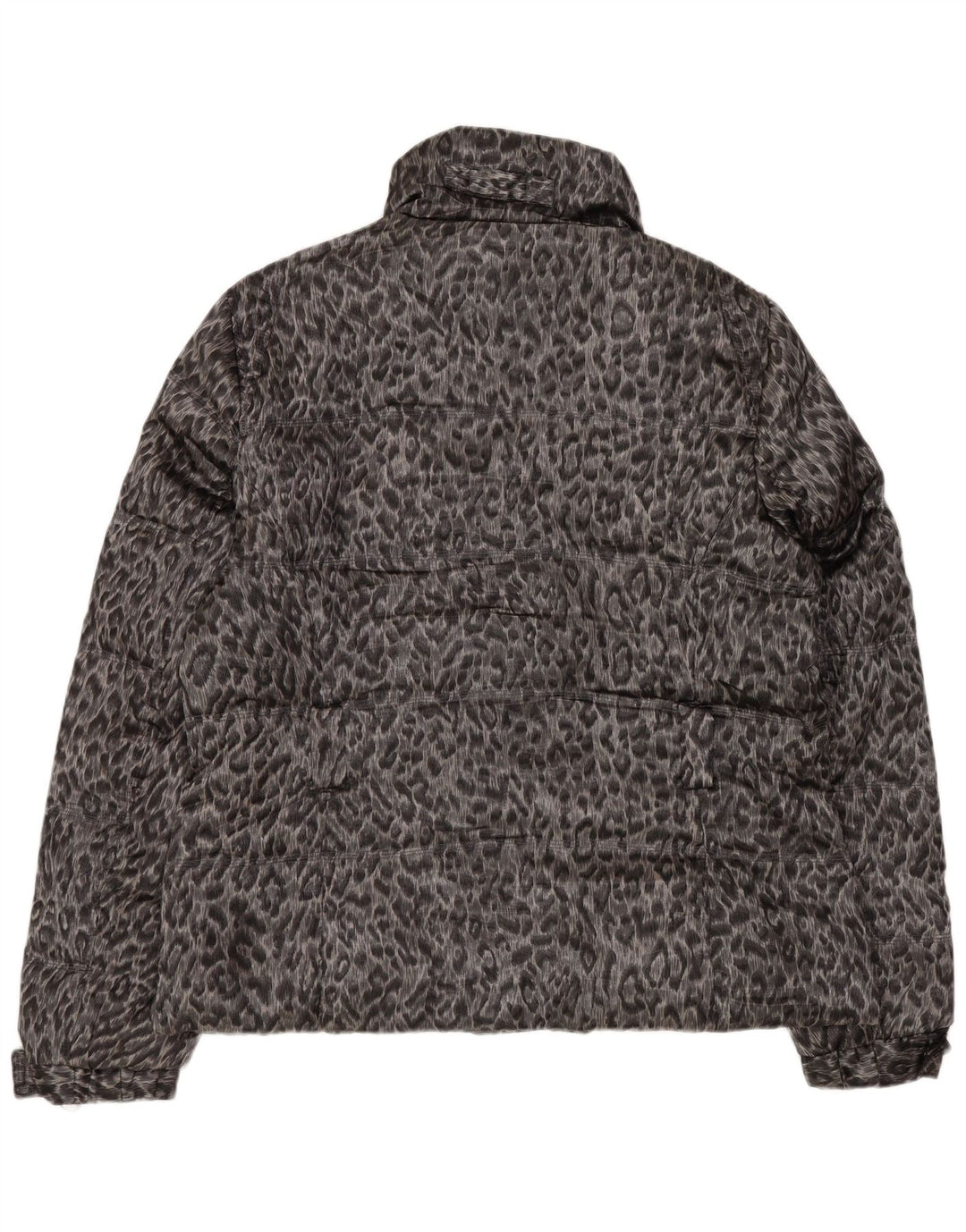 Jaqueta acolchoada feminina Zara UK 18 XL cinza animal print poliéster