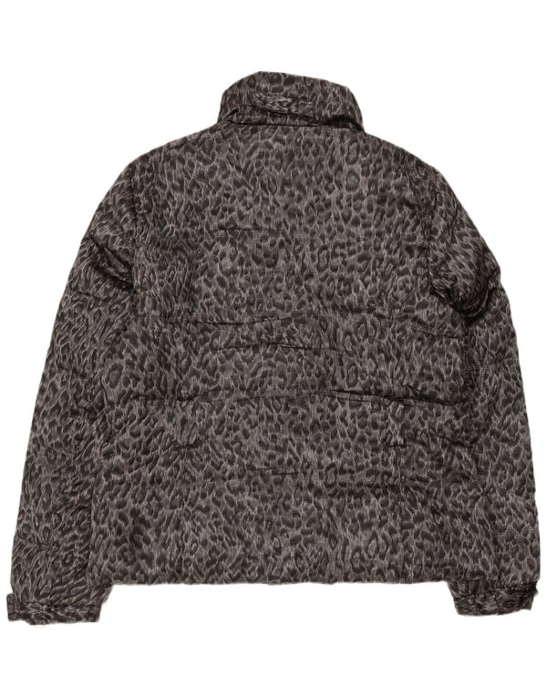 Jaqueta acolchoada feminina Zara UK 18 XL cinza animal print poliéster