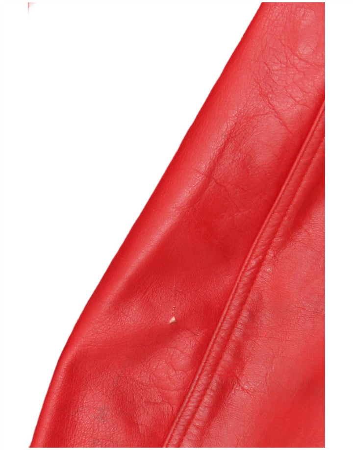 Jaqueta de couro feminina Stradivarius UK 14 grande couro vermelho