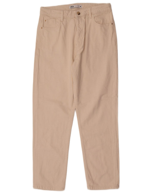 Zara Calça feminina casual de cintura alta EU 40 Médio W30 L27 Off White